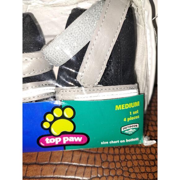 NEW - Top Paw Hard Rubber Sole Dog Booties with Reflective Straps Medium - Picture 3 of 7